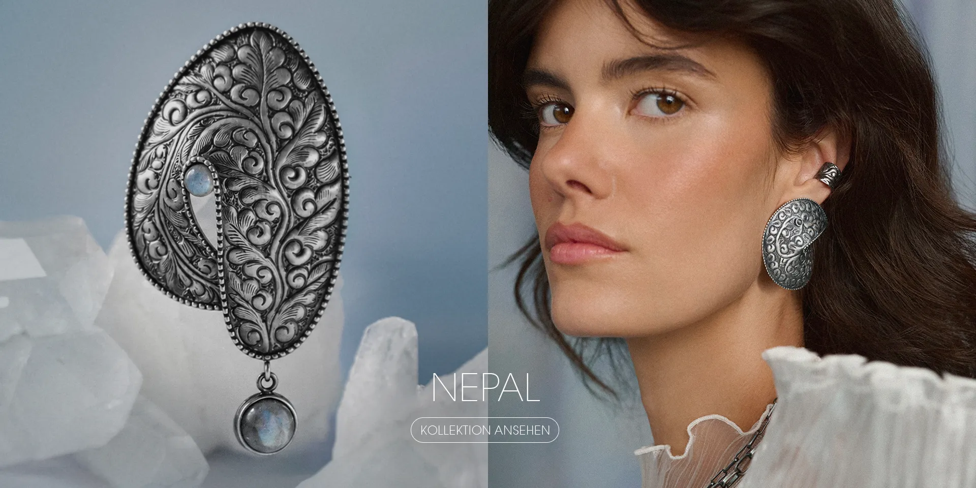 Nepal-Kollektion – dunkler, getriebener Schmuck mit Labradorit aus Kathmandu von ORSKA